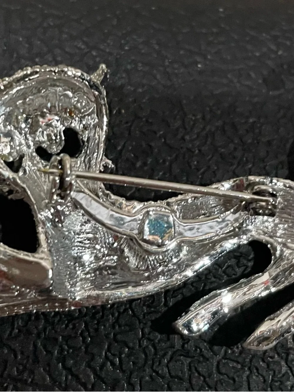 Crystal Cat Brooch Pin - Silver Sparkle Cat Accessory